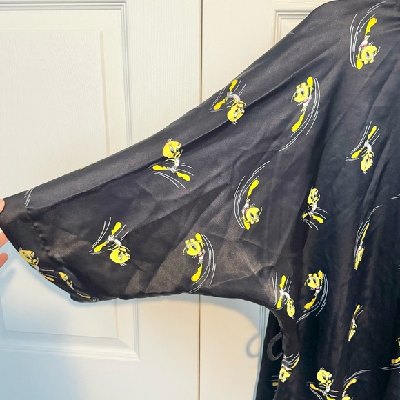 Vintage Looney Tunes Tweety sports jumping silky robe - NO RIBBON TIE M/L - Picture 4 of 5